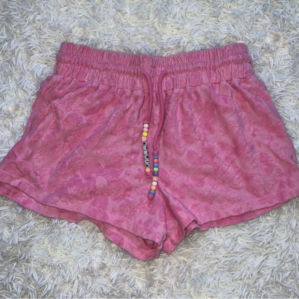 F21 Barbie embroidered terry cloth pink shorts
